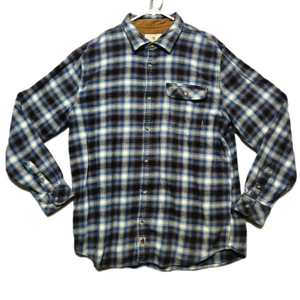 Legendary Whitetails Flannel Shirt Plaid Mens XL Long Sleeve Blue Black Outdoors